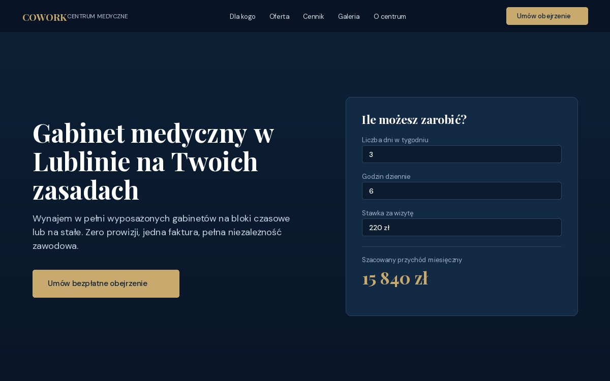 Strona Cowork Centrum Medyczne